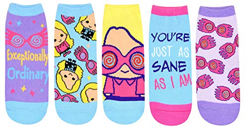 HYP Damen Harry Potter Luna Lovegood 5er Pack Multicolored Cartoon Ankle Socks Frauen 4-10 von HYP