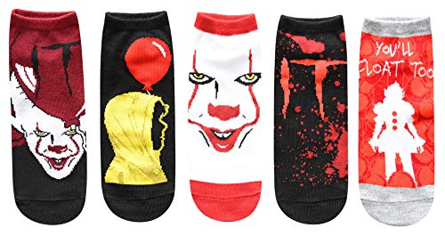 Hyp IT Movie Pennywise You'll Float Too Stephen King Juniors/Damen Knöchelsocken, 5er-Pack, Mehrfarbig/Meereswellen (Ocean Tides), 36.5-43 EU von HYP