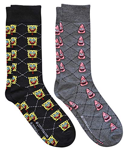 Hyp Spongebob Schwammkopf und Patrick Argyle Herren Crew Socken 2 Paar von HYP