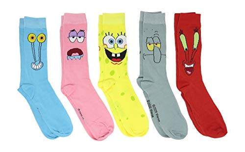 Hyp Spongebob Squarepants Characters Herren Crew Socken 5 Paar Pack, Mehrfarbig/Meereswellen (Ocean Tides), 37.5-46 EU von HYP