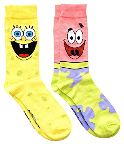 Hyp Spongebob Squarepants und Patrick Herren Crew Socken, 2 Paar, Mehrfarbig/Meereswellen (Ocean Tides), 37.5-46 EU von HYP