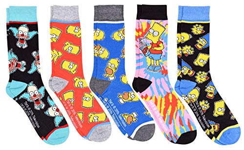 Hyp The Simpsons Herren Crew-Socken mit Allover-Muster, 5 Paar, Mehrfarbig/Meereswellen (Ocean Tides), 37.5-46 EU von HYP