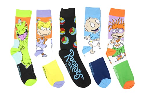 Rugrats Nickelodeon Characters Herren Crew Socken, 5 Paar, Mehrfarbig/Meereswellen (Ocean Tides), Medium von HYP