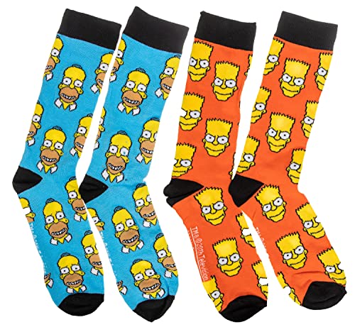 The Simpsons Herren 2er-Pack Crew Socken, multi, Einheitsgröße von HYP