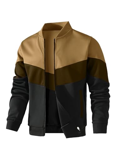 HYPESTFIT Herren leichte Jacke lässig Bomber Jacke Farbe Block Varsity Mantel von HYPESTFIT