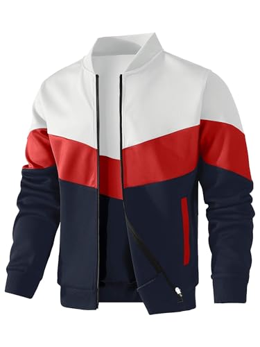 HYPESTFIT Herren leichte Jacke lässig Bomber Jacke Farbe Block Varsity Mantel von HYPESTFIT