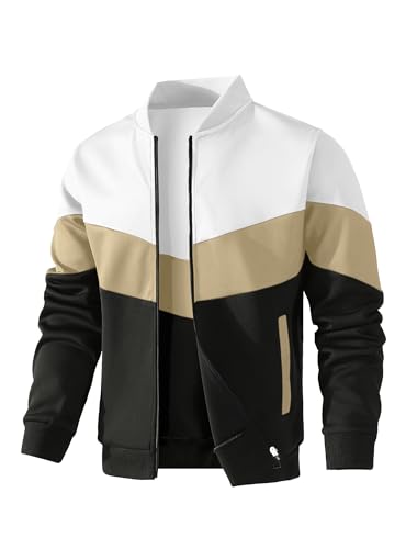 HYPESTFIT Herren leichte Jacke lässig Bomber Jacke Farbe Block Varsity Mantel von HYPESTFIT