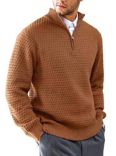 HYPESTFIT Herren Rollkragenpullover 1/4 Zip Pullover Warm Langarm Einfarbig Knitted Sweater Casual Top von HYPESTFIT