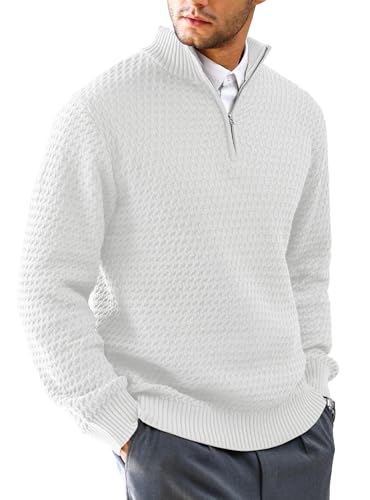 HYPESTFIT Herren Rollkragenpullover 1/4 Zip Pullover Warm Langarm Einfarbig Knitted Sweater Casual Top HYPESTFIT Herren Rollkragenpullover 1/4 Zip Pullover Warm Langarm Einfarbig Knitted Sweater Casual Top von HYPESTFIT