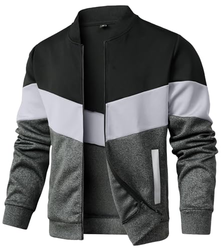 HYPESTFIT Herren leichte Jacke lässig Bomber Jacke Farbe Block Varsity Mantel von HYPESTFIT