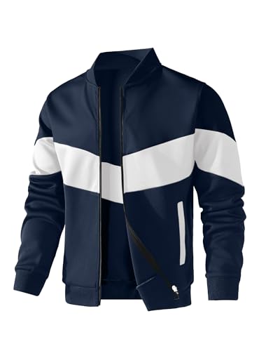 HYPESTFIT Herren leichte Jacke lässig Bomber Jacke Farbe Block Varsity Mantel von HYPESTFIT
