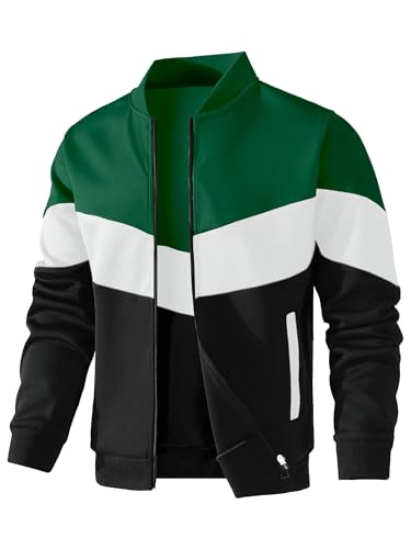 HYPESTFIT Herren leichte Jacke lässig Bomber Jacke Farbe Block Varsity Mantel von HYPESTFIT