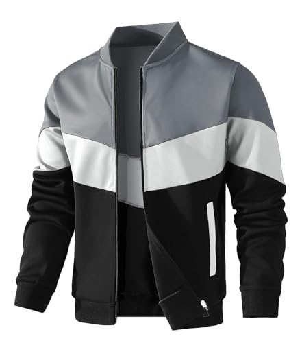 HYPESTFIT Herren leichte Jacke lässig Bomber Jacke Farbe Block Varsity Mantel von HYPESTFIT