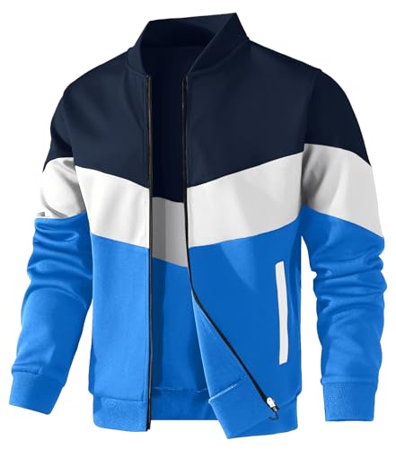 HYPESTFIT Herren leichte Jacke lässig Bomber Jacke Farbe Block Varsity Mantel von HYPESTFIT