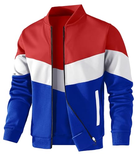 HYPESTFIT Herren leichte Jacke lässig Bomber Jacke Farbe Block Varsity Mantel von HYPESTFIT