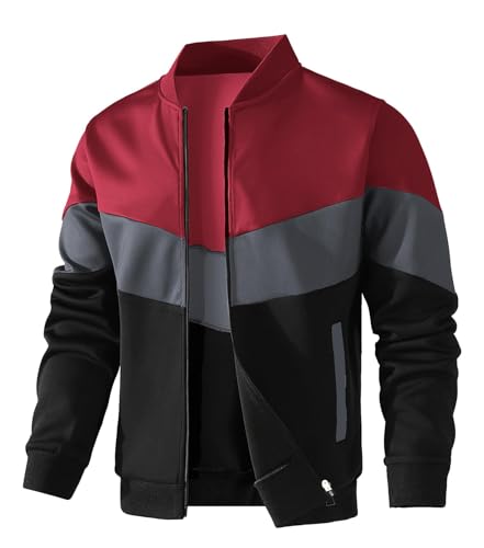 HYPESTFIT Herren leichte Jacke lässig Bomber Jacke Farbe Block Varsity Mantel von HYPESTFIT