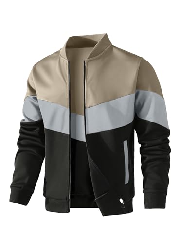 HYPESTFIT Herren leichte Jacke lässig Bomber Jacke Farbe Block Varsity Mantel von HYPESTFIT