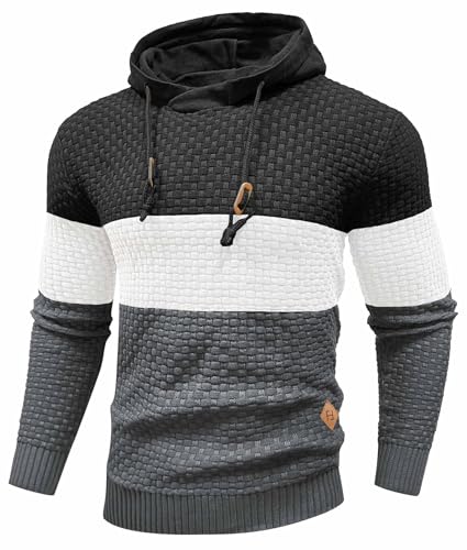 HYPESTFIT Hoodie Herren Pullover Langarm Kapuzenpullover Farbblock Gestrickt Hooded von HYPESTFIT