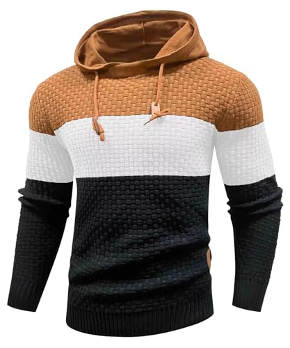 HYPESTFIT Hoodie Herren Pullover Langarm Kapuzenpullover Farbblock Gestrickt Hooded von HYPESTFIT
