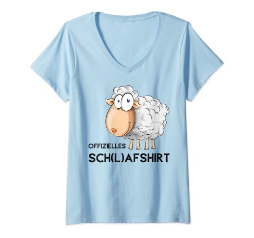Damen Offizielles Schlafshirt Schaf Pyjama Schlafanzug Nachthemd T-Shirt mit V-Ausschnitt von HYPNOTAO SHOP