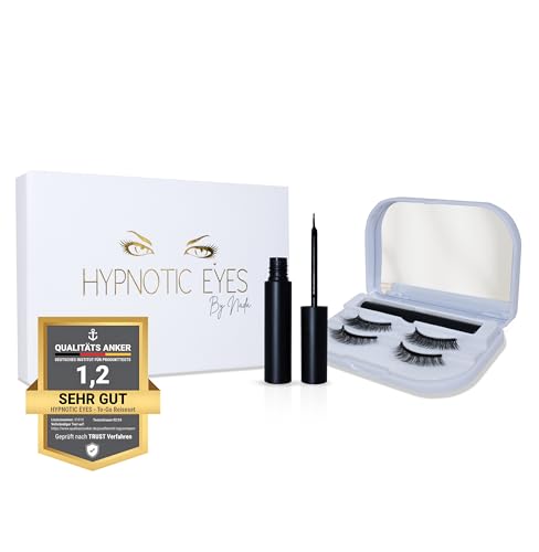 HYPNOTIC EYES – To-Go - Magnetische Wimpern mit Eyeliner als praktisches Reiseset, 2 Paar 3D Effekt Wimpern, 1 Tube Eyeliner, stabile Box mit Spiegel, Magnet Wimpern wiederverwendbar von HYPNOTIC EYES
