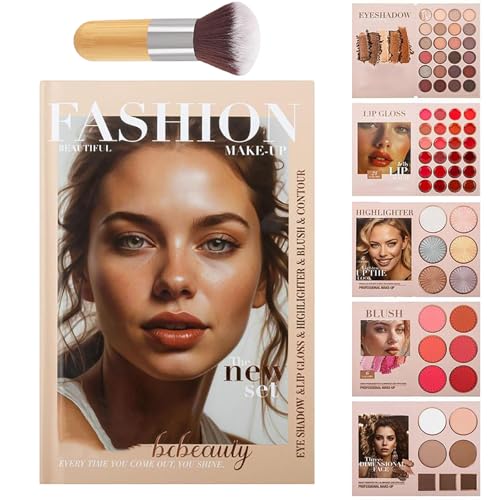 5-layer-Buchmake-up-Palette mit 67 Pro-Schatten, 24-Farben-Lidschattenpalette, Lidschatten & Highlighter & Rouge & Contouring, faltbare lang anhaltende Schönheit Make-up Palette (01#) von HYPYXUS