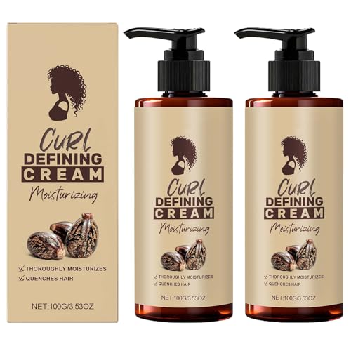 Curl Definitionscreme für lockiges und welliges Haar, Anti-Frizz-Curl-Creme, langlebige Verbesserung der Lotion Feuchtigkeitsspendende, wellige Haarstyling-Cremes für Frauen Girls (2Pcs) von HYPYXUS