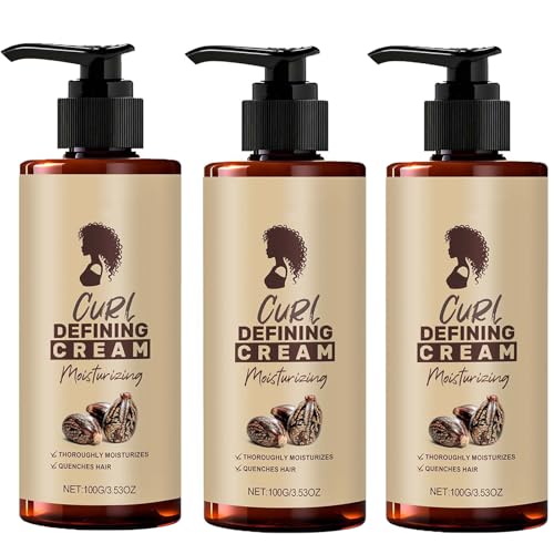 Curl Definitionscreme für lockiges und welliges Haar, Anti-Frizz-Curl-Creme, langlebige Verbesserung der Lotion Feuchtigkeitsspendende, wellige Haarstyling-Cremes für Frauen Girls (3Pcs) von HYPYXUS