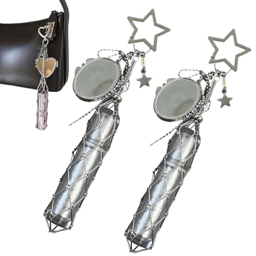 Lippenstifthalter Schlüsselbund, schicker Lipglosshalter mit Spiegel, tragbarer Chapstick -Halter Lip Balm Beutel, personalisierter Lippenstiftkoffer, Metallanhänger -Bag -Zubehör (2PcsB) von HYPYXUS