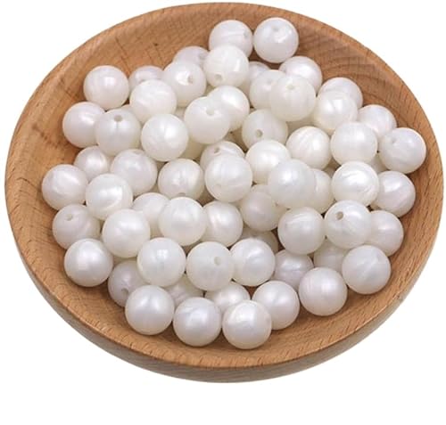 HYQOUKLR Perlen zur Herstellung von Schlüsselanhängern, 50 Stück 9 mm Stern Silikonperlen A38 Metallic Weiß for Schlüsselanhänger und Schmuckherstellung von HYQOUKLR