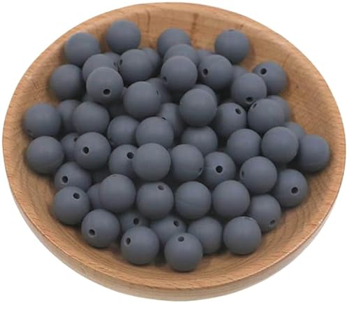 HYQOUKLR Perlen zur Herstellung von Schlüsselanhängern, 50 Stück 9 mm Stern-Silikonperlen for Schlüsselanhänger und Schmuckherstellung, Grau von HYQOUKLR