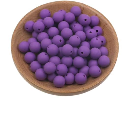 HYQOUKLR Perlen zur Herstellung von Schlüsselanhängern, Packung mit 50 9-mm-Silikonperlen in Sternform(50pcs Purple) von HYQOUKLR