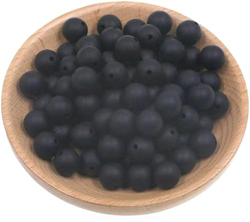 HYQOUKLR Perlen zur Herstellung von Schlüsselanhängern, Packung mit 50 9-mm-Silikonperlen in Sternform(Black) von HYQOUKLR