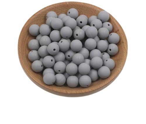 HYQOUKLR Perlen zur Herstellung von Schlüsselanhängern, Packung mit 50 9-mm-Silikonperlen in Sternform(Gray) von HYQOUKLR