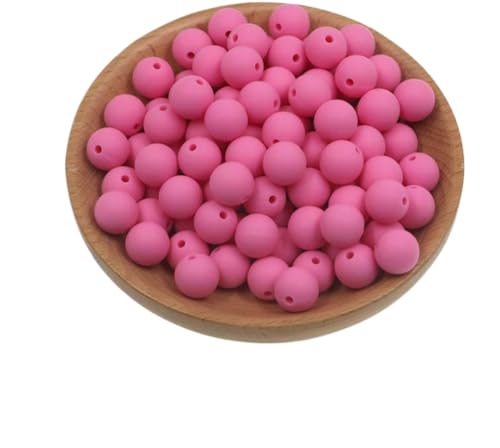 HYQOUKLR Perlen zur Herstellung von Schlüsselanhängern, Packung mit 50 rosa 9-mm-Silikonperlen von HYQOUKLR