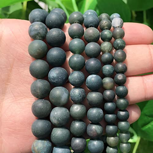 HYQOUKLR Perlen zur Herstellung von Schlüsselanhängern, Runde Steinperlen zur Schmuckherstellung, mehrfarbig, 4–12 mm, Packung mit 5 Größen(Grass Agates,6mm 61pcs) von HYQOUKLR