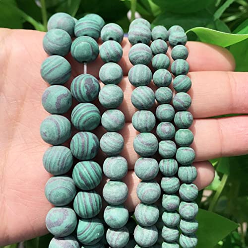 HYQOUKLR Perlen zur Herstellung von Schlüsselanhängern, Runde Steinperlen zur Schmuckherstellung, mehrfarbig, 4–12 mm, Packung mit 5 Größen(Malachite,6mm 61pcs) von HYQOUKLR
