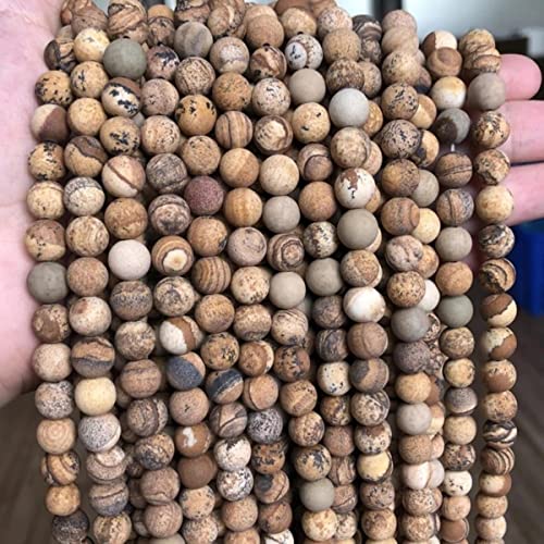 HYQOUKLR Perlen zur Herstellung von Schlüsselanhängern, Runde Steinperlen zur Schmuckherstellung, mehrfarbig, 4–12 mm, Packung mit 5 Größen(Picture jasper,12mm 30pcs) von HYQOUKLR