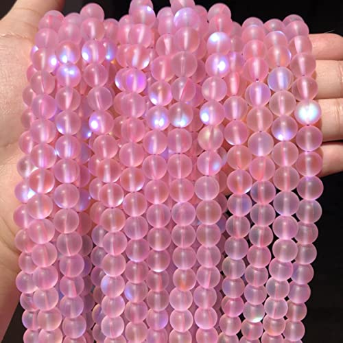 HYQOUKLR Perlen zur Herstellung von Schlüsselanhängern, Runde Steinperlen zur Schmuckherstellung, mehrfarbig, 4–12 mm, Packung mit 5 Größen(Pink Crystal,8mm 46pcs) von HYQOUKLR