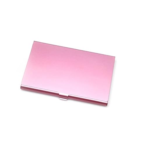 HYQOUKLR Visitenkartenhalter, Kartenetui aus Metall, Aluminiumlegierung Halter Box Cover Kredit Visitenkartenetui Metallbox(Pink) von HYQOUKLR