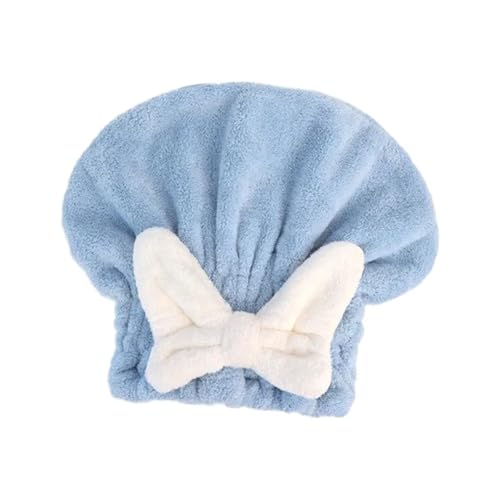 Haartrocknungshaube, Duschhaube, Korallensamt-Haartrocknerkappe, Turban-Handtuch mit Schleife, mehrfarbig, mehrere Größen(Blue,1PC) von HYQOUKLR