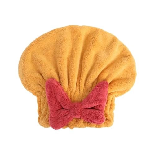 Haartrocknungshaube, Duschhaube, Korallensamt-Haartrocknerkappe, Turban-Handtuch mit Schleife, mehrfarbig, mehrere Größen(Orange,4PCS) von HYQOUKLR