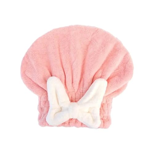 Haartrocknungshaube, Duschhaube, Korallensamt-Haartrocknerkappe, Turban-Handtuch mit Schleife, mehrfarbig, mehrere Größen(Pink,4PCS) von HYQOUKLR
