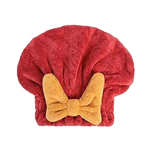 Haartrocknungshaube, Duschhaube, Korallensamt-Haartrocknerkappe, Turban-Handtuch mit Schleife, mehrfarbig, mehrere Größen(Red,2PCS) von HYQOUKLR