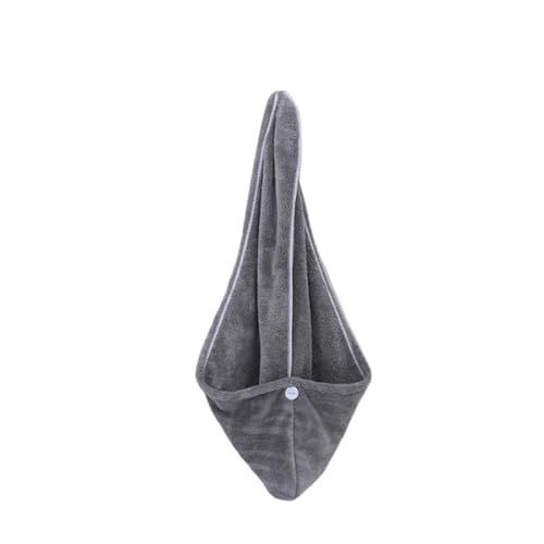 Haartrocknungshaube, Duschhaube, Korallenvlies Haar Turban Handtuch Duschhaube Salongebrauch Polyester Multicolor 25x66cm(Dark Grey) von HYQOUKLR