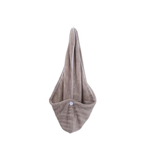Haartrocknungshaube, Duschhaube, Korallenvlies Haar Turban Handtuch Duschhaube Salongebrauch Polyester Multicolor 25x66cm(Khaki) von HYQOUKLR