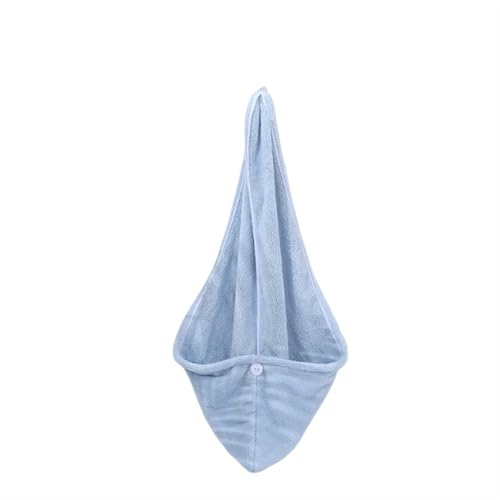 Haartrocknungshaube, Duschhaube, Korallenvlies Haar Turban Handtuch Duschhaube Salongebrauch Polyester Multicolor 25x66cm(Sky Blue) von HYQOUKLR