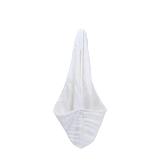 Haartrocknungshaube, Duschhaube, Korallenvlies Haar Turban Handtuch Duschhaube Salongebrauch Polyester Multicolor 25x66cm(White) von HYQOUKLR