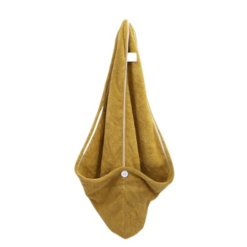 Haartrocknungshaube, Duschhaube, Korallenvlies Haar Turban Handtuch Duschhaube Salongebrauch Polyester Multicolor 25x66cm(Yellow) von HYQOUKLR
