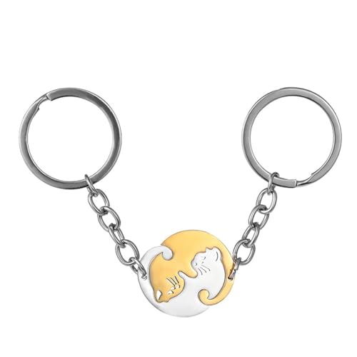 2 Stück zu verkaufen Schlüsselanhänger Paar Liebe Set, Puzzle Partner Katze Schlüsselanhänger Freundschaft Schlüsselanhänger Männer und Frauen von HYRKOTW
